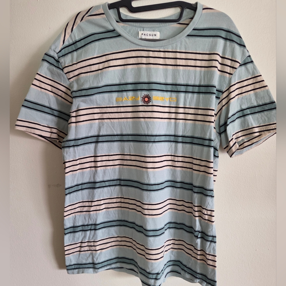 PacSun Mens Multicolor Striped T-Shirt Size Medium Short Sleeve
